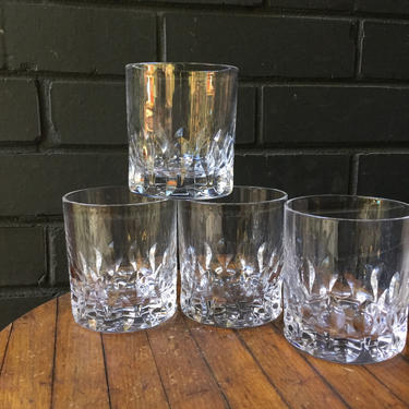 Cartier Gilles Crystal Straight Sided Lowball Glasses Whisky Scotch Cocktail 