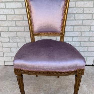Antique Italian Victorian Style Gold Gilded Rococo Vanity Chair Newly Upholstered