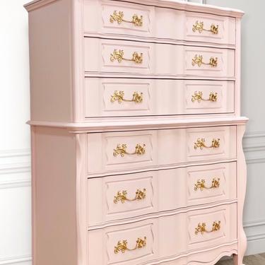 Stunning French Provincial Chest on Chest, Vintage, Pink, French Country, Hand Painted,  Bedroom, Nursery 