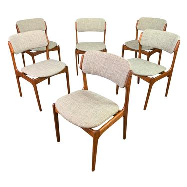 Vintage Danish Mid Century Modern Teak Dining Chairs &quot;Model 49&quot; by Erik Buck. Set of Six. 