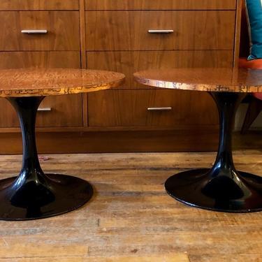 Pair of Vintage Decorator Copper Top Side Tables w/ tulip bases