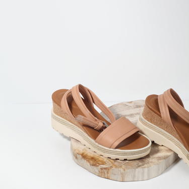 SEE BY CHLOE Tan Leather Ankle Strap Cork Wedges