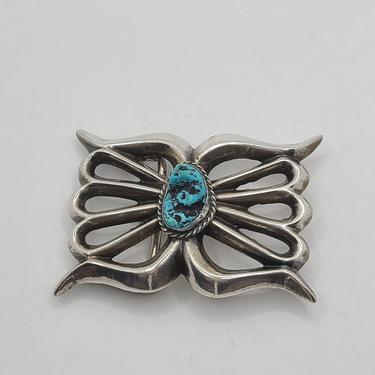 Possible Sterling Silver Native American Turquoise Belt Buckle - Southwestern Style 