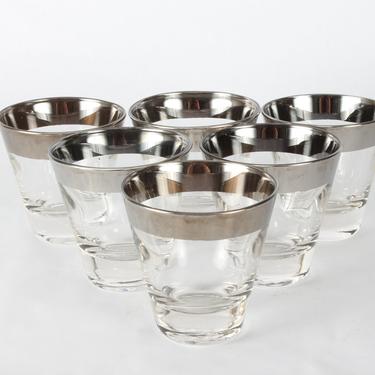 Vintage Silver Rim Shot Glassware, Shot Glasses, Silver Rim, Vintage Shot glassware, Vintage Glassware, Ombre Glassware, Mercury, Set of 6 