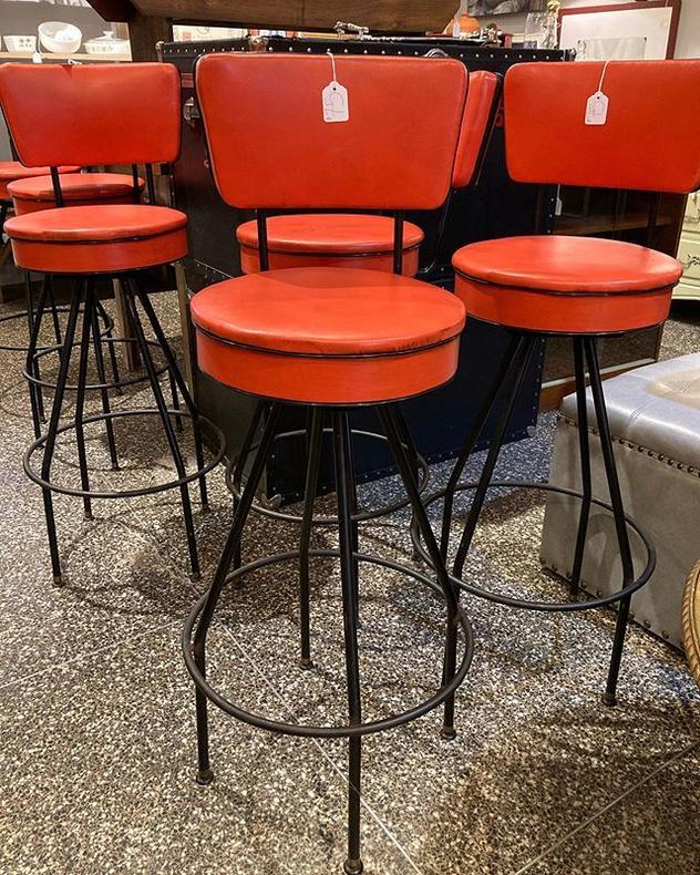 Groovy stools! They swivel! Seats are 30” tall 15” wide, back is 40” 6 available. 