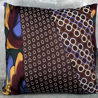 One of a Kind Up-Cycled Necktie Pillow Cover - 10&quot;x10&quot; Pillow Cover Made from Up-Cycled Silk Ties - Fill Not Included FREE SHIPPING 