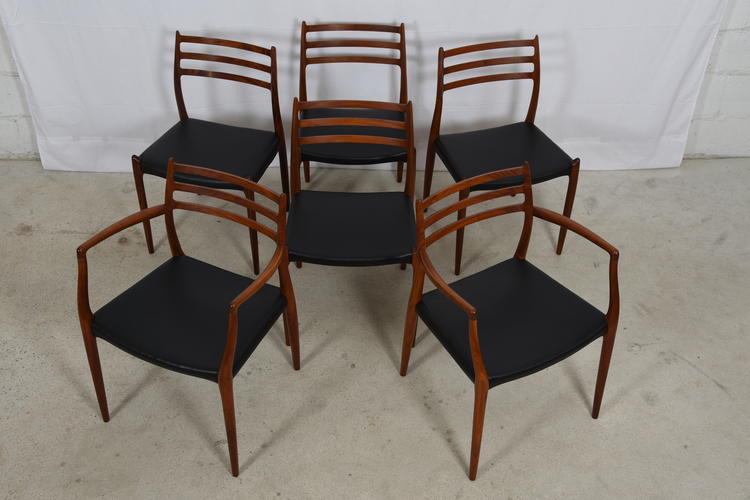 Set of 6 Dining Chairs (2 Arm, 4 Side) by Niels Moller
