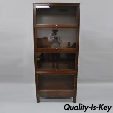 Globe Wernicke 4 Section Stacking Metal Barrister Lawyer Bookcase Industrial Vtg