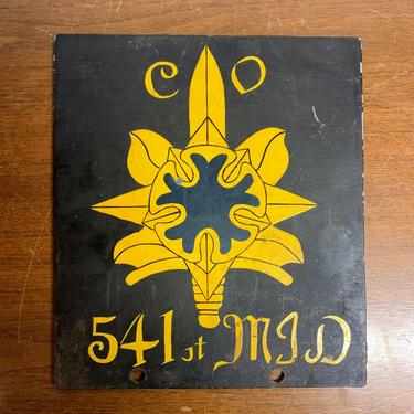 RARE Vintage Militaria 541st Military Intelligence Detachment Cast Iron CO Sign 