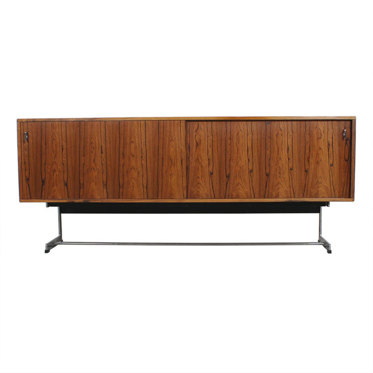 MCM Rosewood and Chrome Credenza / Sideboard