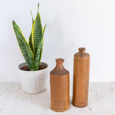Salt Glazed Vintage Ceramic brown bottles from London- Two Sold Individually 
