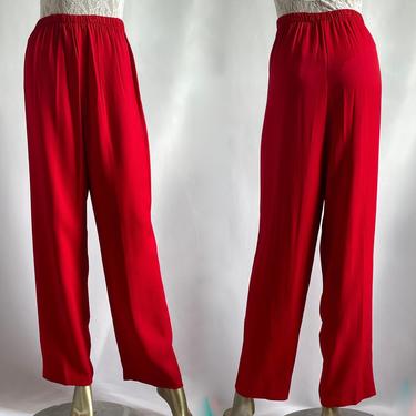 Cherry Red Super High Waist 1980’s Comfy Pants fits L-XL 