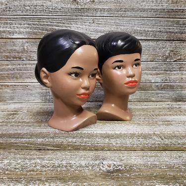 Vintage Girl &amp; Boy Holland Mold Head Busts, Mid Century Modern Busts, Ceramic Children Bust Statues, Bookshelf Decor, Vintage Home Decor 