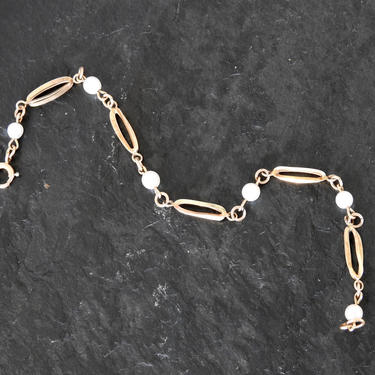 14 K Gold, Pearls  Link Bracelet 