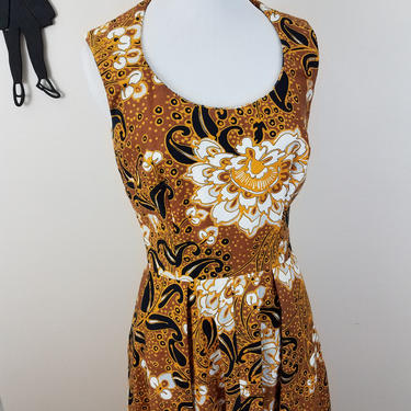 Vintage 1960's Floral Dress / 60s Quilted Day Dress M 