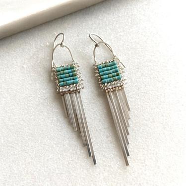 Silver and Turquoise Asymmetrical Earrings