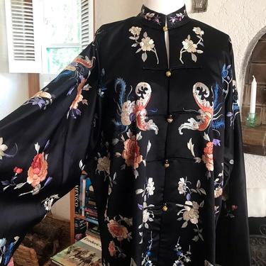 Exquisite 1920's Antique Chinese Silk Hand Embroidered Robe /Coat Asian Textile 