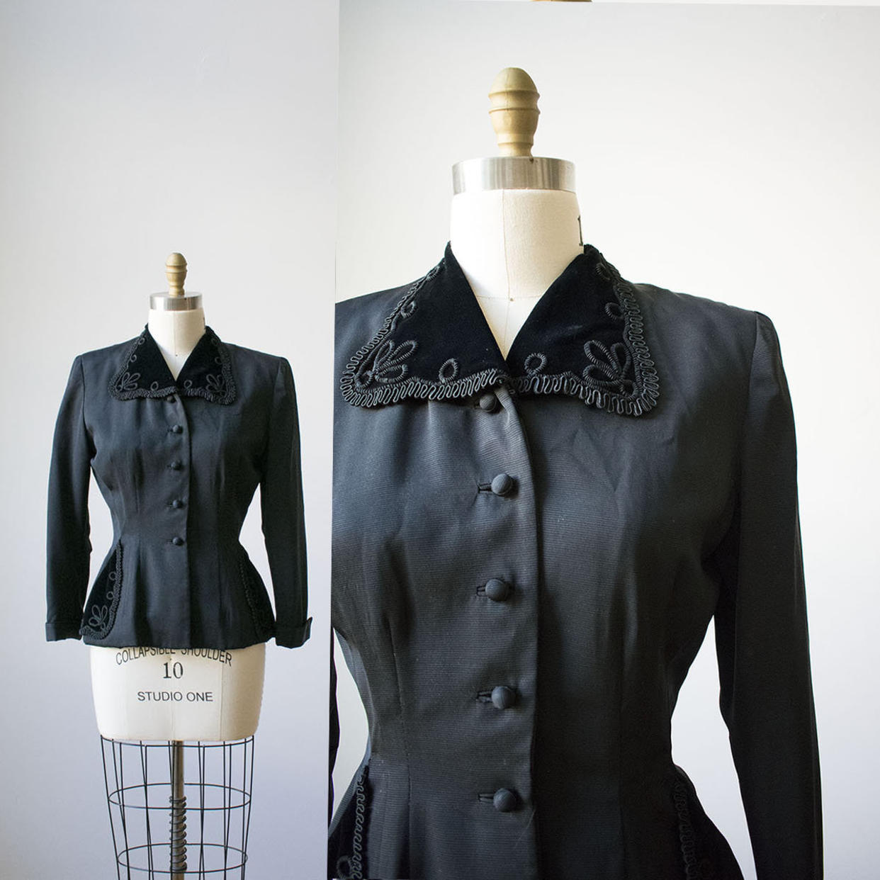 40s Jacket Vintage 1940s Jacket / Black 1940s Suit Jacket / Fitted 40 | Milk & Ice ...