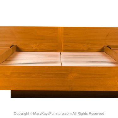 Danish Modern Teak Queen Platform Bed with Floating Nightstands by Marykaysfurniture