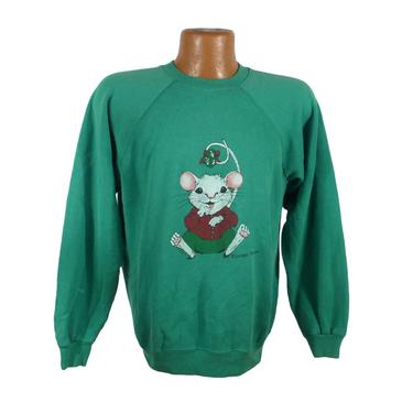 Ugly Christmas Sweater Vintage Sweatshirt Kissmas Mouse Party Xmas Tacky Holiday L 