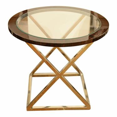 Thomas & Gray Modern Rosewood and Chrome Side Table