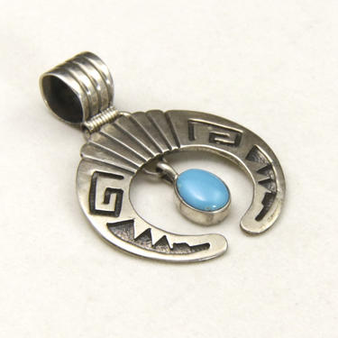 Turquoise & Sterling Naja Charm Signed 