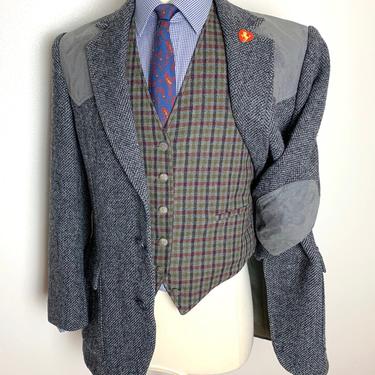 Vintage PENDLETON Wool Tweed Western Blazer ~ size 38 S ~ Herringbone jacket / sport coat ~ Elbow Patches ~ 