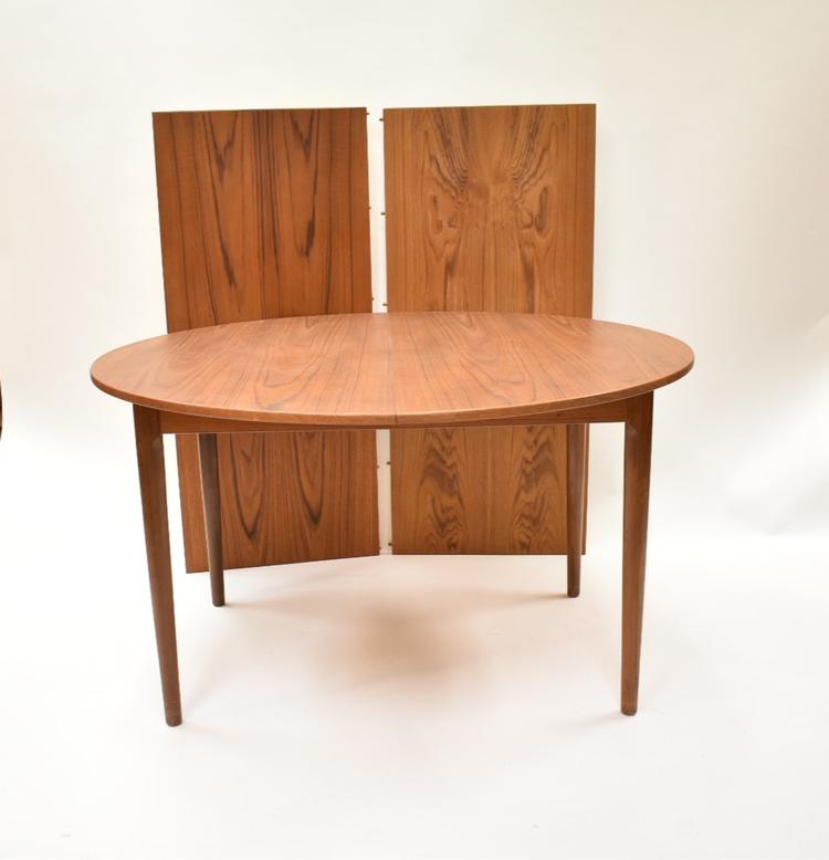 Danish Teak Dining Table with Two Leaves