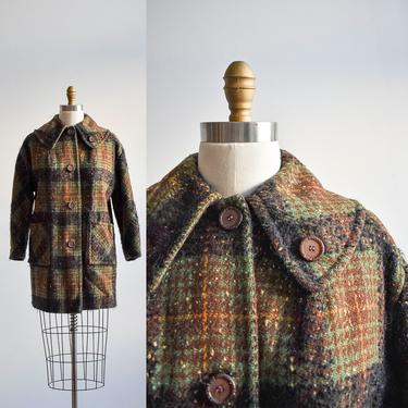 Brown & Green 1950s Plaid Coat 