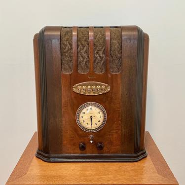 1937 Sparton Selectime Tombstone Art Deco Radio, MP3, Telechron Clock Timer, Elec Restored 738 