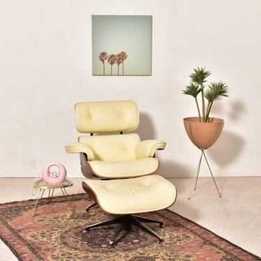 Classic Cream Chair and Ottoman