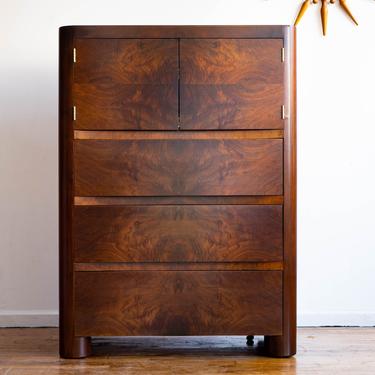 Vintage Art Deco 20's Tall Highboy Dresser / Gentleman's Chest with Hidden Cedar Chest 