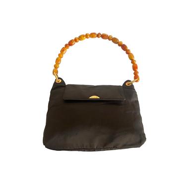Dior Brown Beaded Logo Shoulder Bag