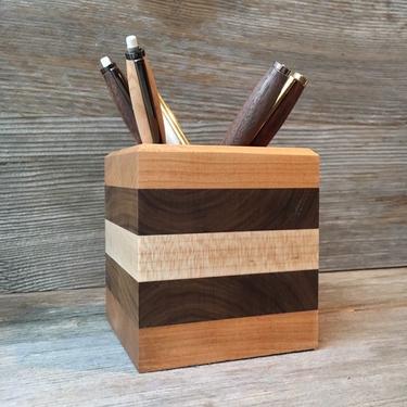 Pencil Holder - Layered Cherry, Maple and Walnut (Large) 