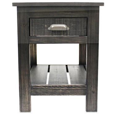 Rustic Style 1 Drawer Side Table - Black Wash 