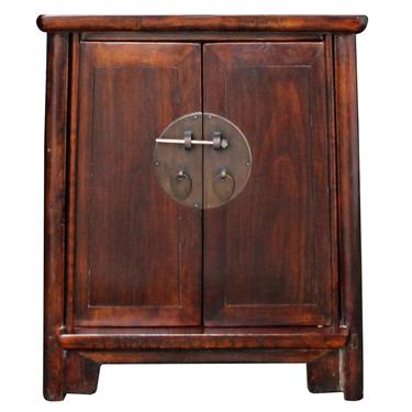 Chinese Ming Style Republic China Brown Simple End Table Nightstand cs4932S