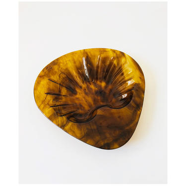 Vintage Shell Shaped Tortoiseshell Glass Tray 