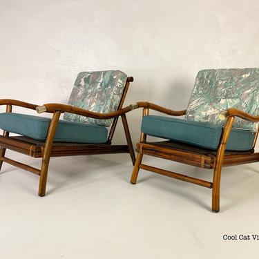 Pair of Mid-Century Bamboo Lounge Chairs, Circa 1950s - *Please see notes on shipping before you purchase. 