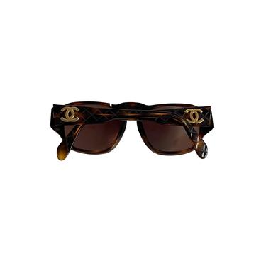 Chanel Brown Tortoise Logo Sunglasses