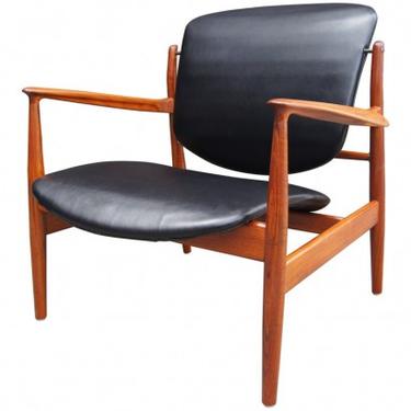 Teak &amp; Leather Lounge Chair, Model FD136, by Finn Juhl for France &amp; Daverkosen