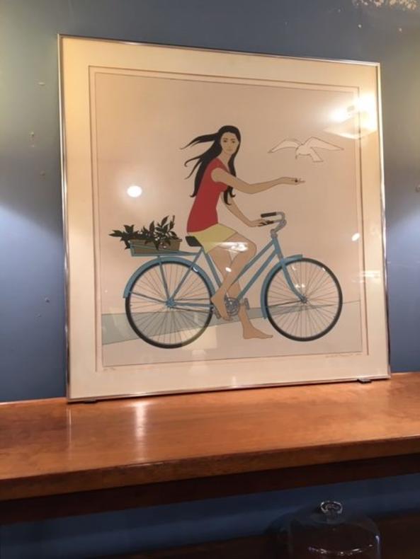 Girl on Bicycle by Will Barnet, Artists Proof