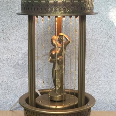 Art Deco Gold Bathing Beauty Oil Lamp, Replica from the 1970s 