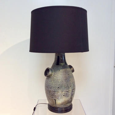 Mid Century Modern Black Sculptural Table Lamp by Gilbert New York 