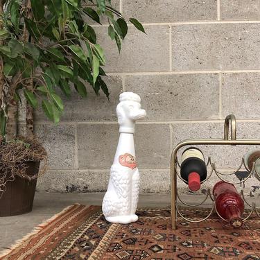 Vintage Decanter Retro 1971 Poodle + Milk Glass Bottle + Tall White Dog Statue + Nello Gori Italian Rose Wine + Dogs + Home and Bar Decor 