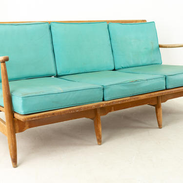 Kofod Larsen Style Mid Century Teal 3 Seater Sofa - mcm 