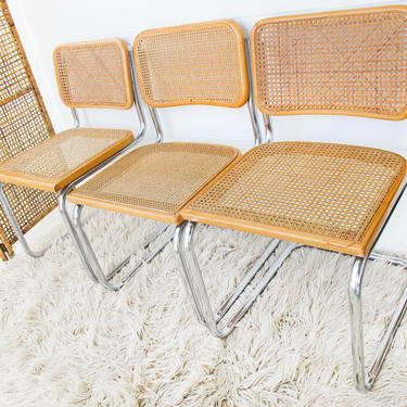 5 Available - Vintage Marcel Breuer Style Chairs with Blonde Stain - Made In Italy (SOLD SEPARATELY) 