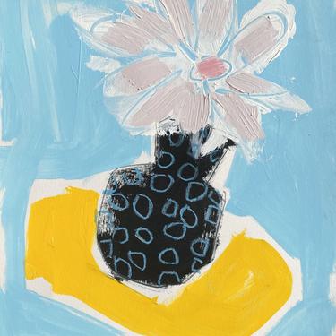 Blue Vase with Polka Dots