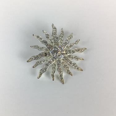 Vintage 50s brooch | Vintage star clear rhinestone brooch | 1950's snowflake costume jewelry brooch 