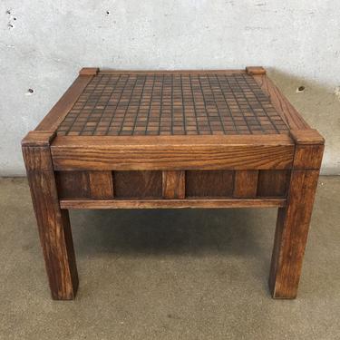 Mid Century Tile Top Side Table