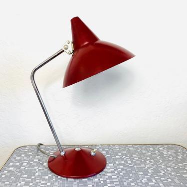Gorgeous Vintage Red Witch Hat Desk Table Lamp by Helo 